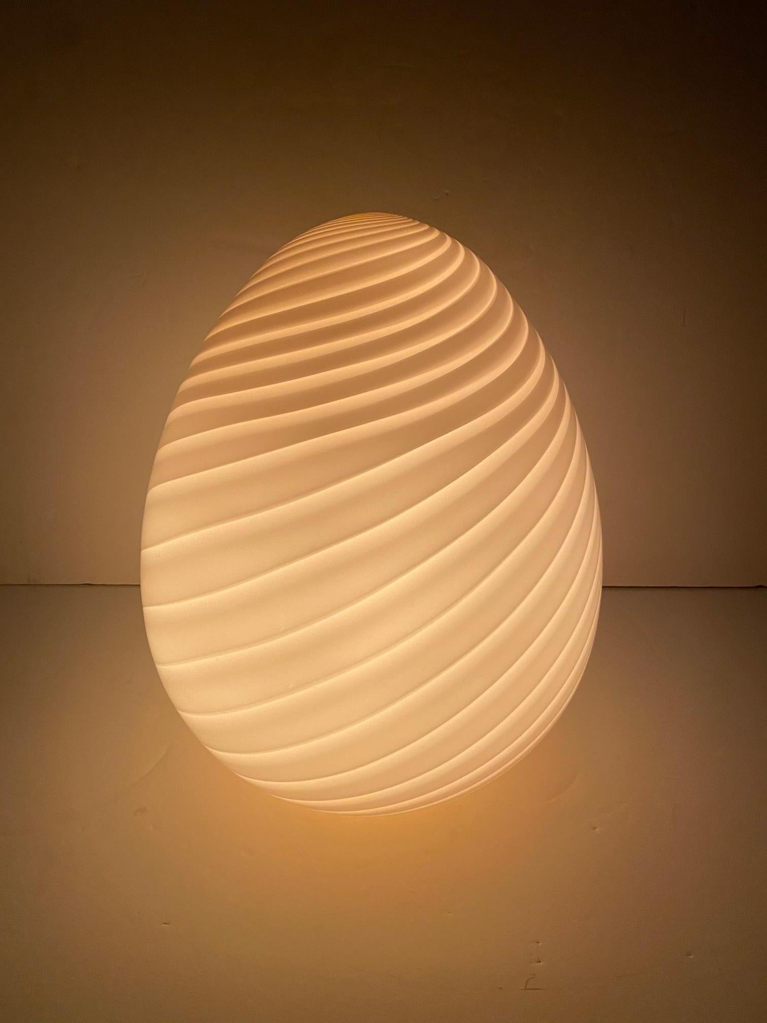 Blown Glass Sensual Large Venini Murano Egg Table Lamp Fixture