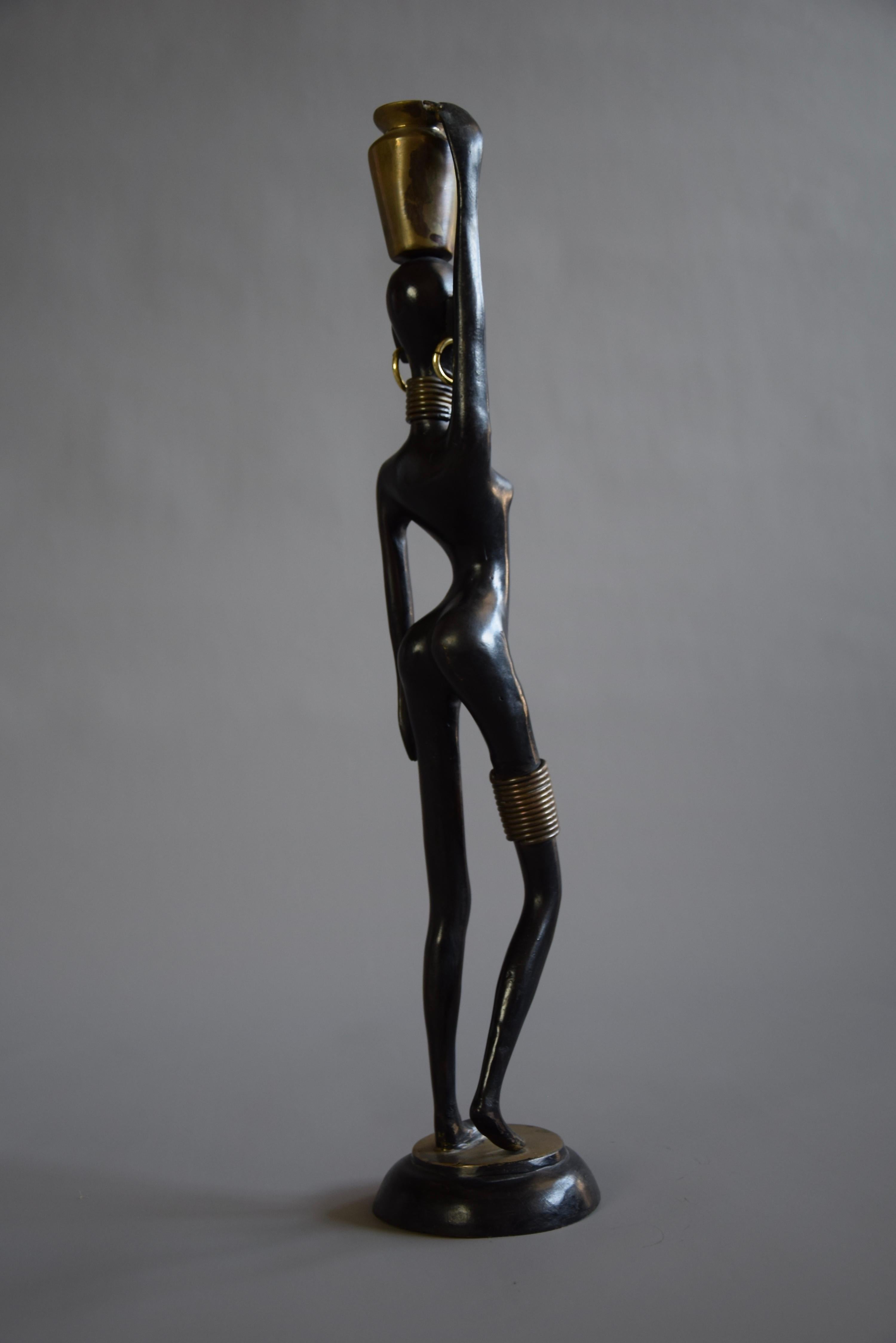 Sensual Mid-Century Modern Female Black and Gold Sculpture 5