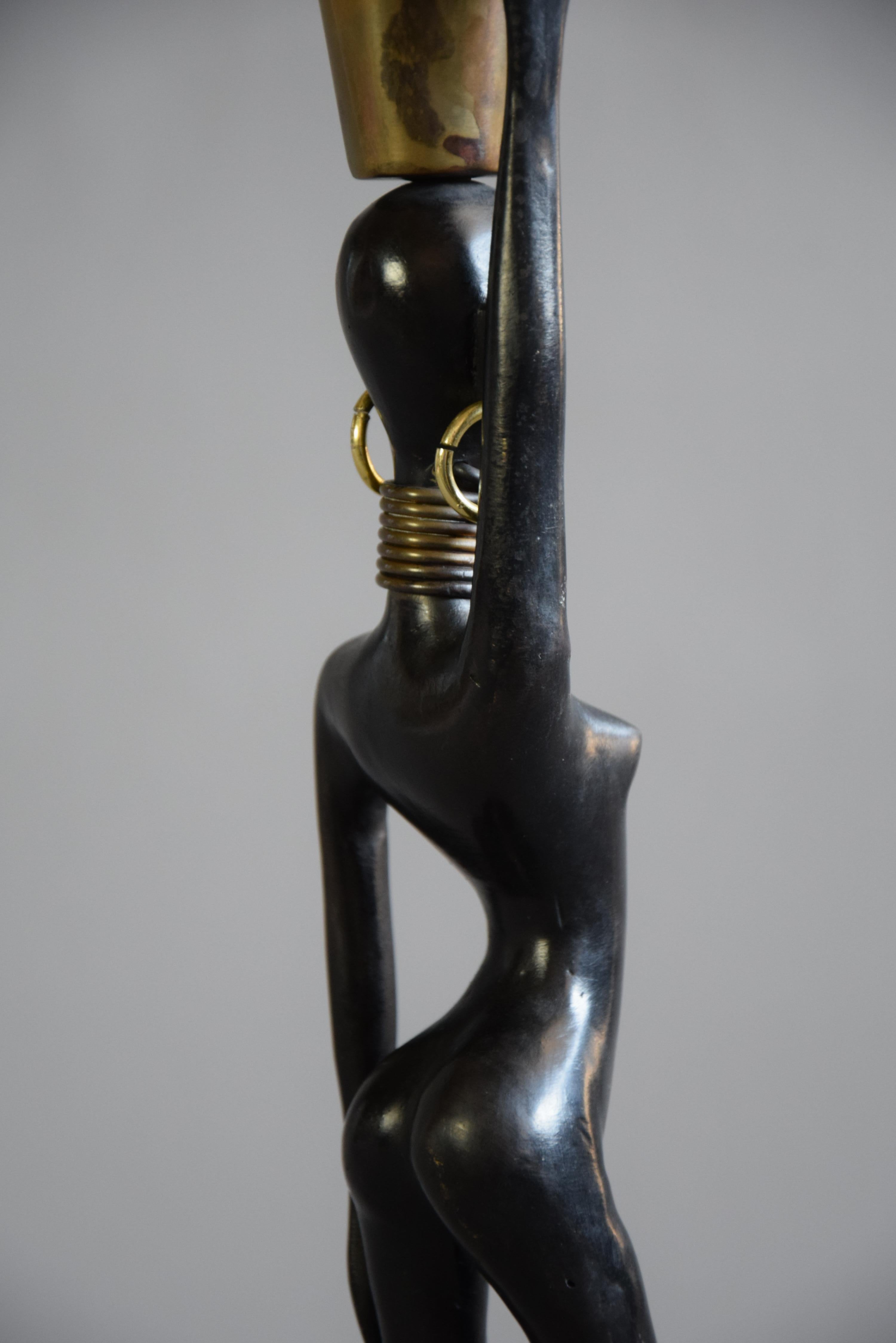 Sensual Mid-Century Modern Female Black and Gold Sculpture In Good Condition In Weesp, NL
