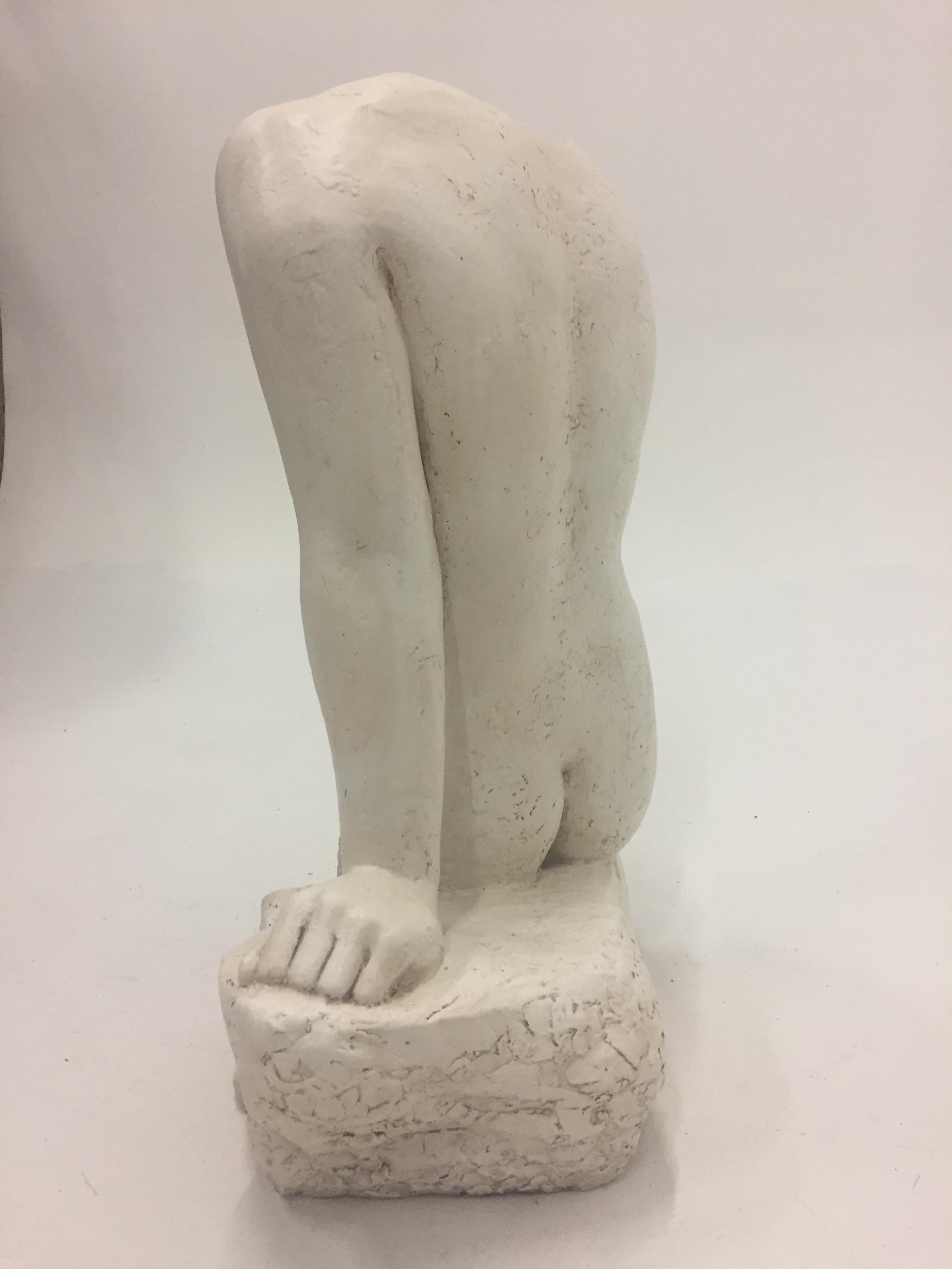 A gorgeous plaster nude torso on wooden plinth by Pennsylvania renowned sculptor Charles Rudy who worked in similar style to Rodin.
Purposely rough on alternate side.
Signed C Rudy 1940 on back.