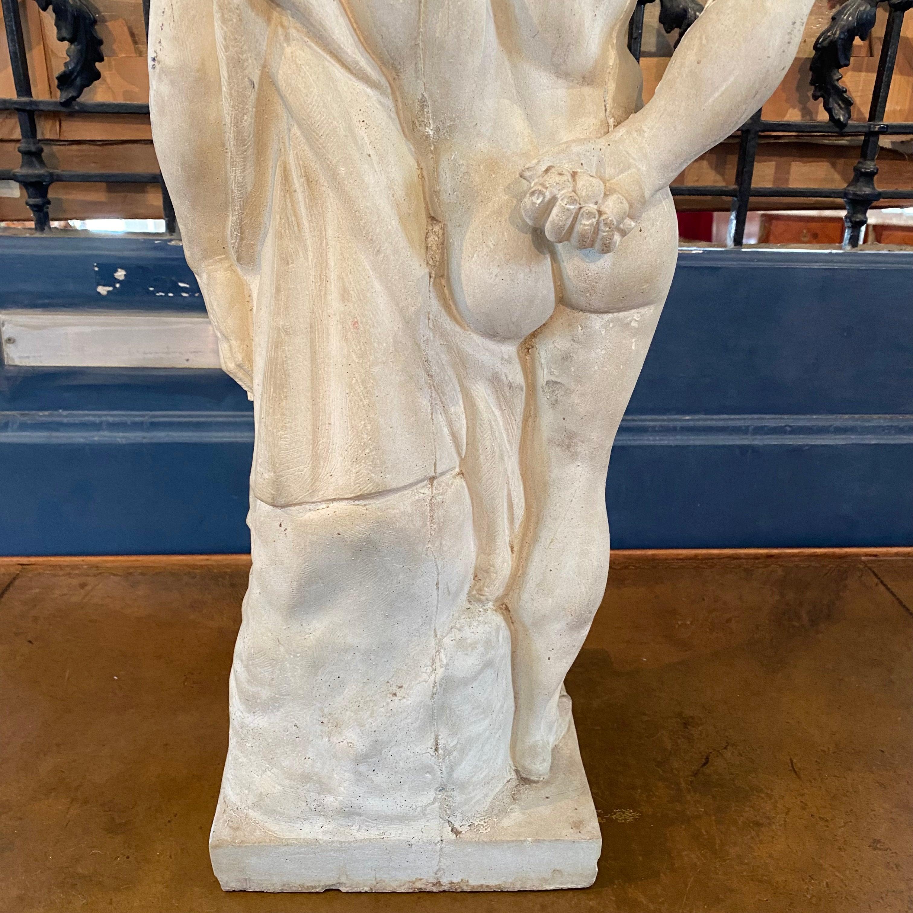 Plaster Sensual Realistic French Sculpture of Male Nude Mythological Figure Hercules For Sale