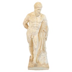 Vintage Sensual Realistic French Sculpture of Male Nude Mythological Figure Hercules