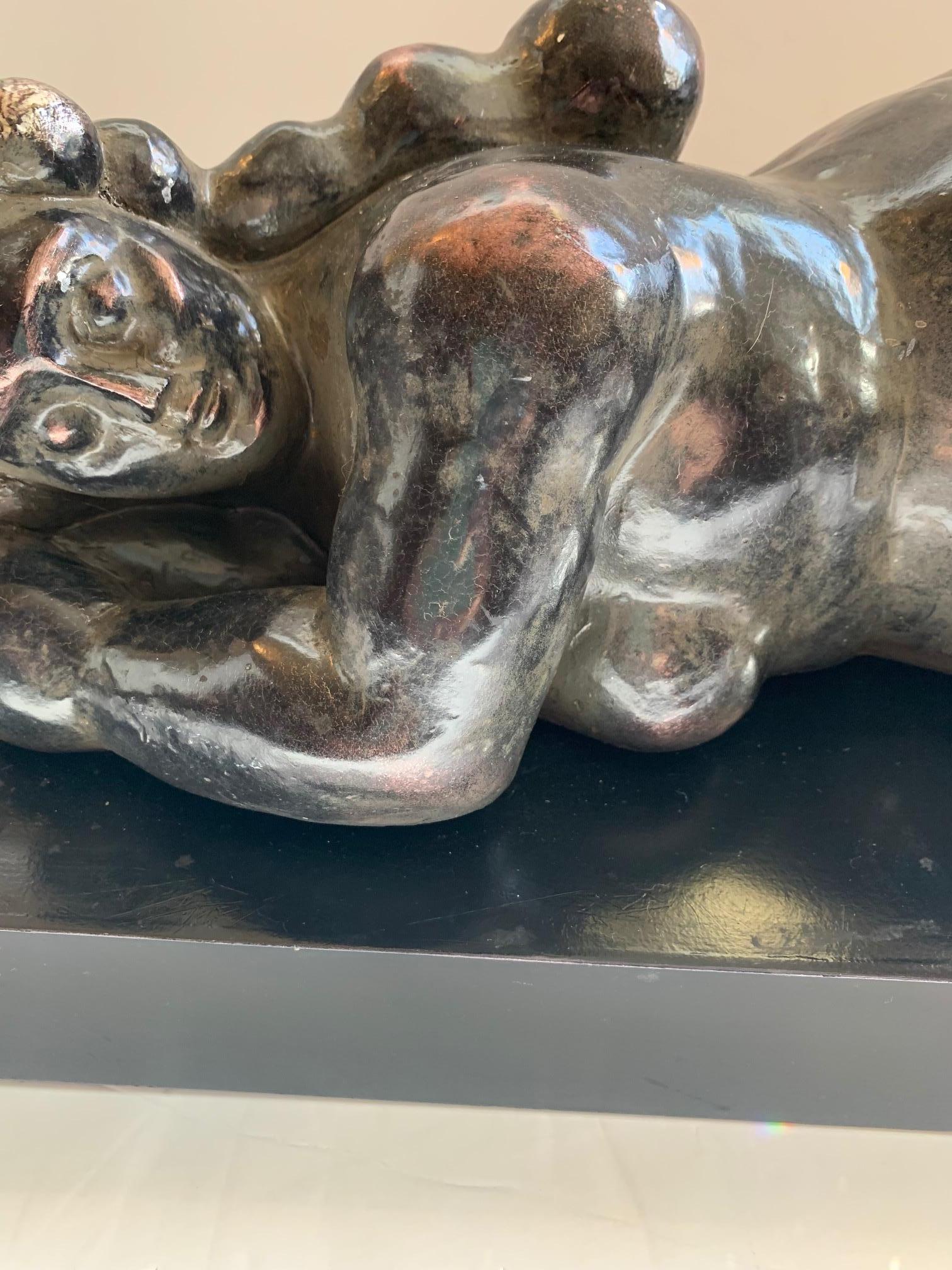Sensual Reclining Nude Tabletop Sculpture in Style of Botero 4