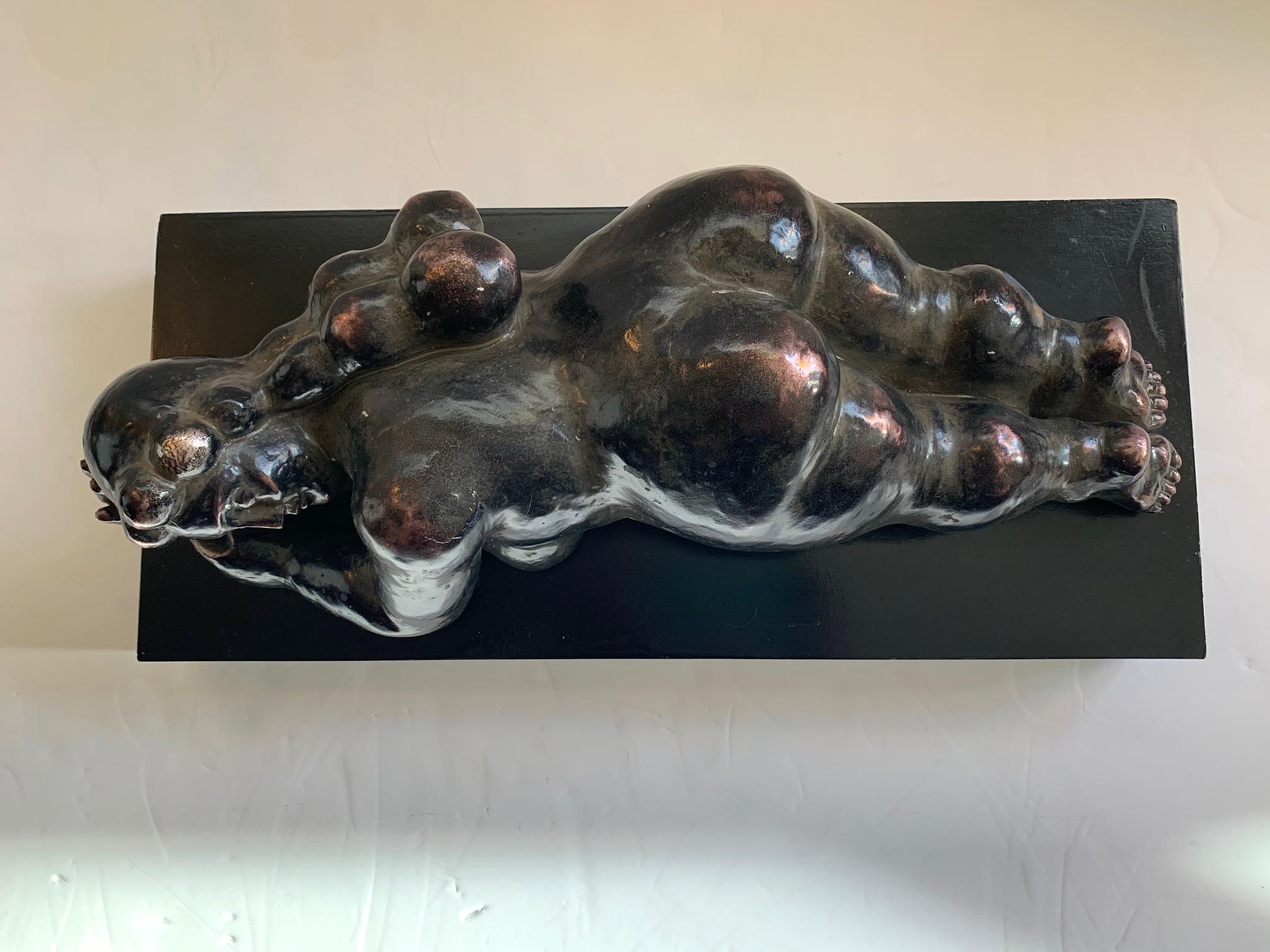 Sensual Reclining Nude Tabletop Sculpture in Style of Botero 5