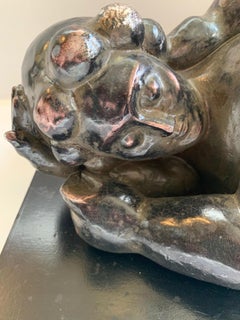 Sensual Reclining Nude Tabletop Sculpture in Style of Botero