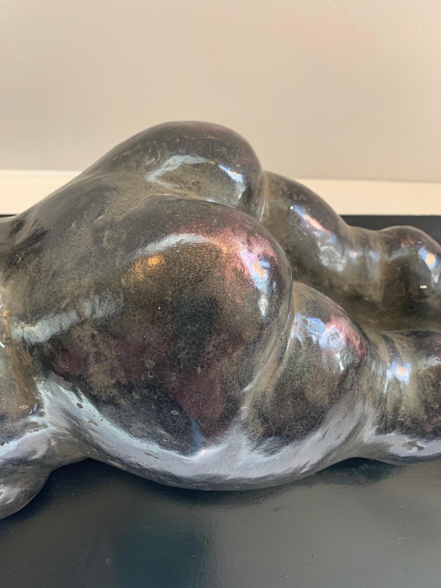 Sensual Reclining Nude Tabletop Sculpture in Style of Botero In Good Condition In Hopewell, NJ