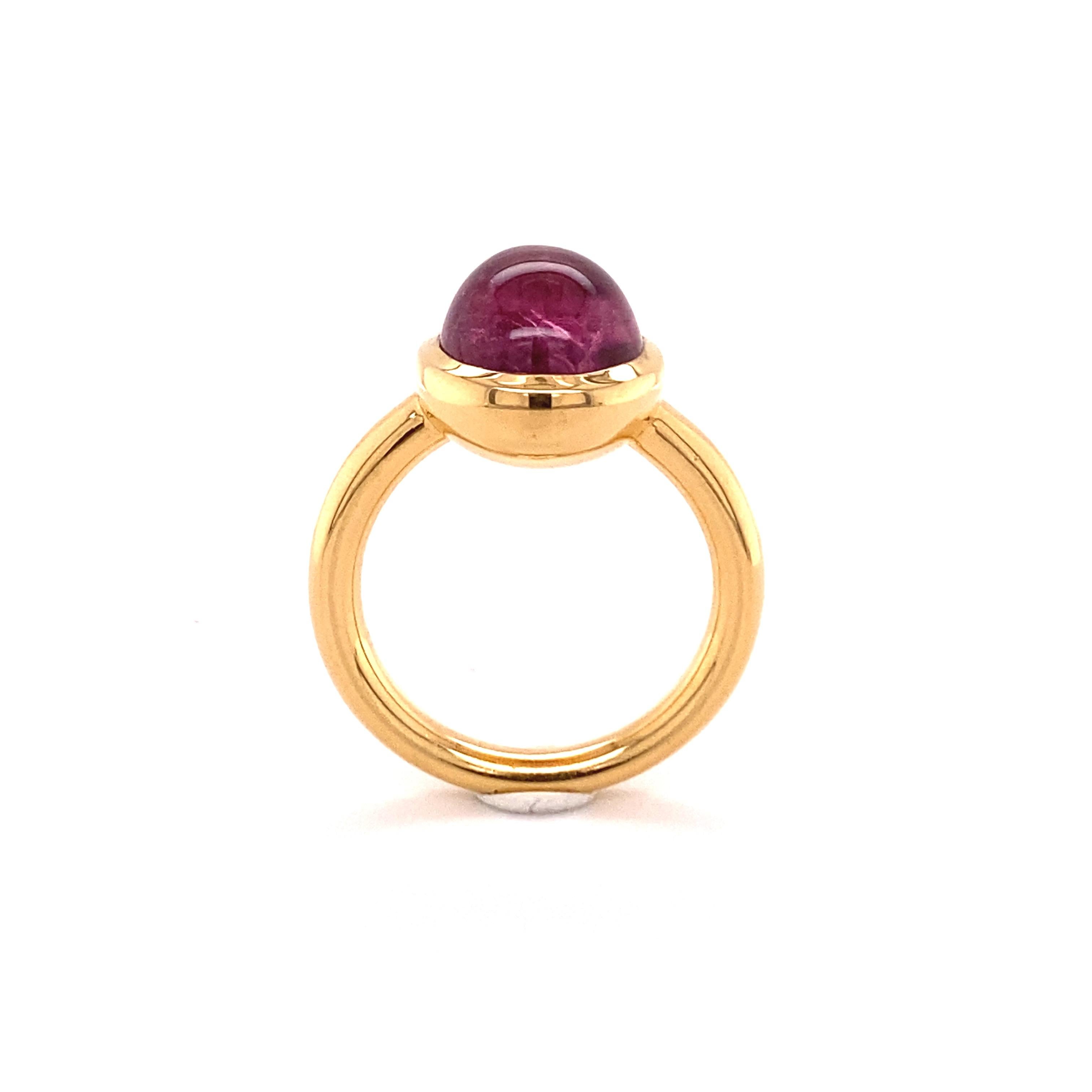 Sensuous Pink Tourmaline Cabochon Ring in 18 Karat Rose Gold 1