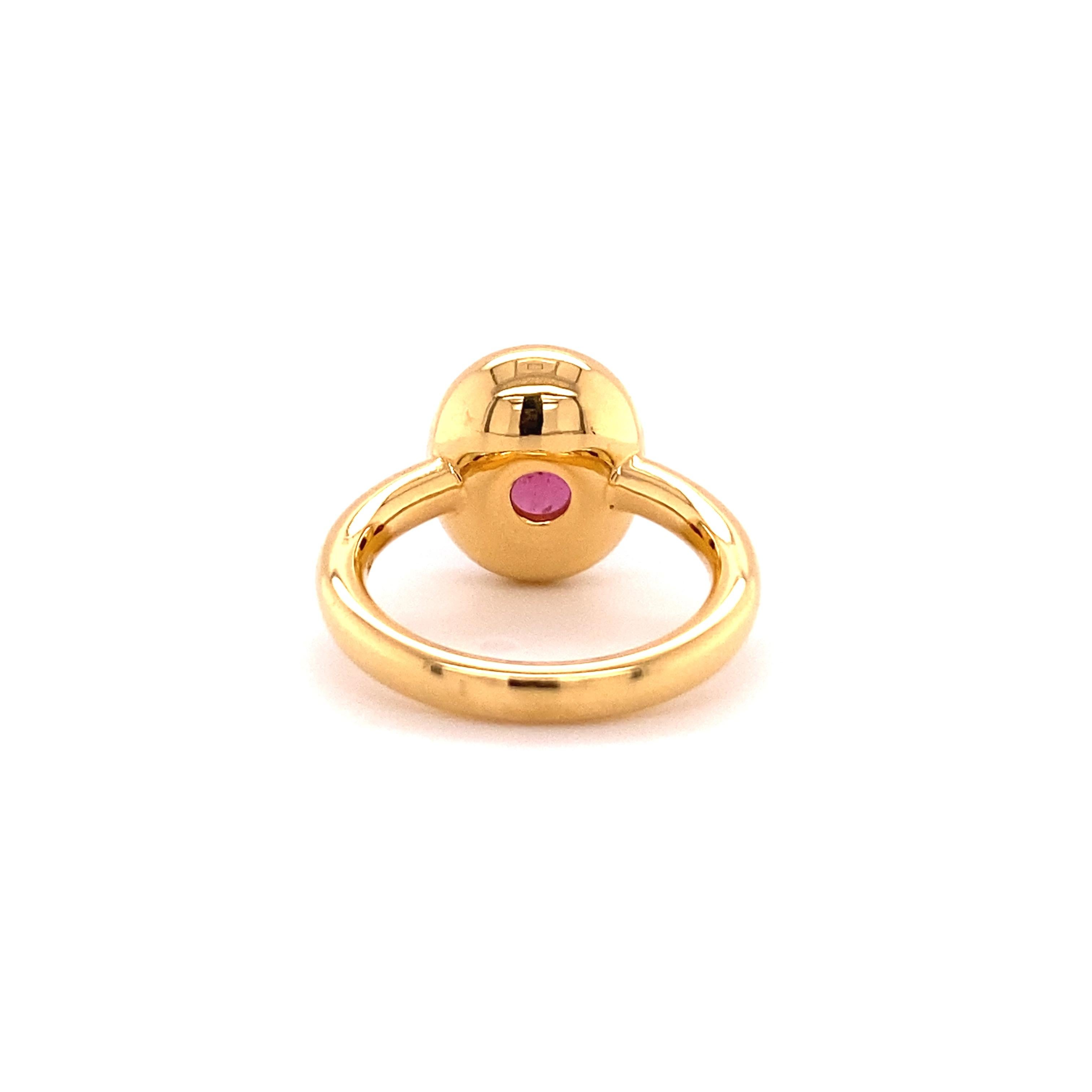 Sensuous Pink Tourmaline Cabochon Ring in 18 Karat Rose Gold 3