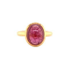Sensuous Pink Tourmaline Cabochon Ring in 18 Karat Rose Gold