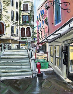 Spring in Venice – Postimpressionistisches Gemälde von Venedig