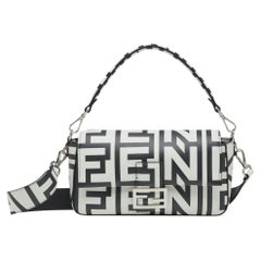 Used Fendi Logo Printed Marc Jacobs Leather Baguette Bag