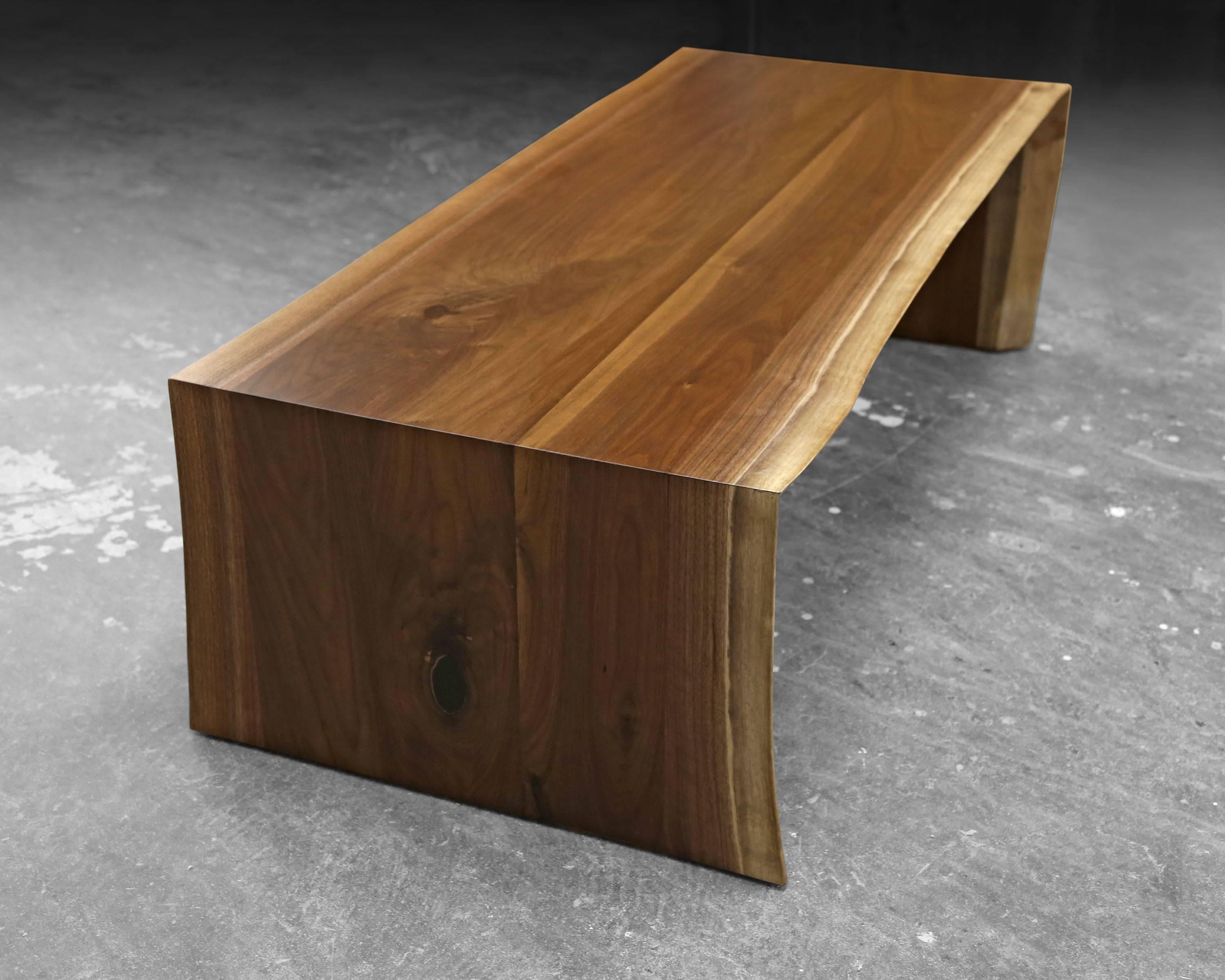 Hand-Crafted Sentient Folded Black Walnut Slab Live Edge Coffee Table For Sale