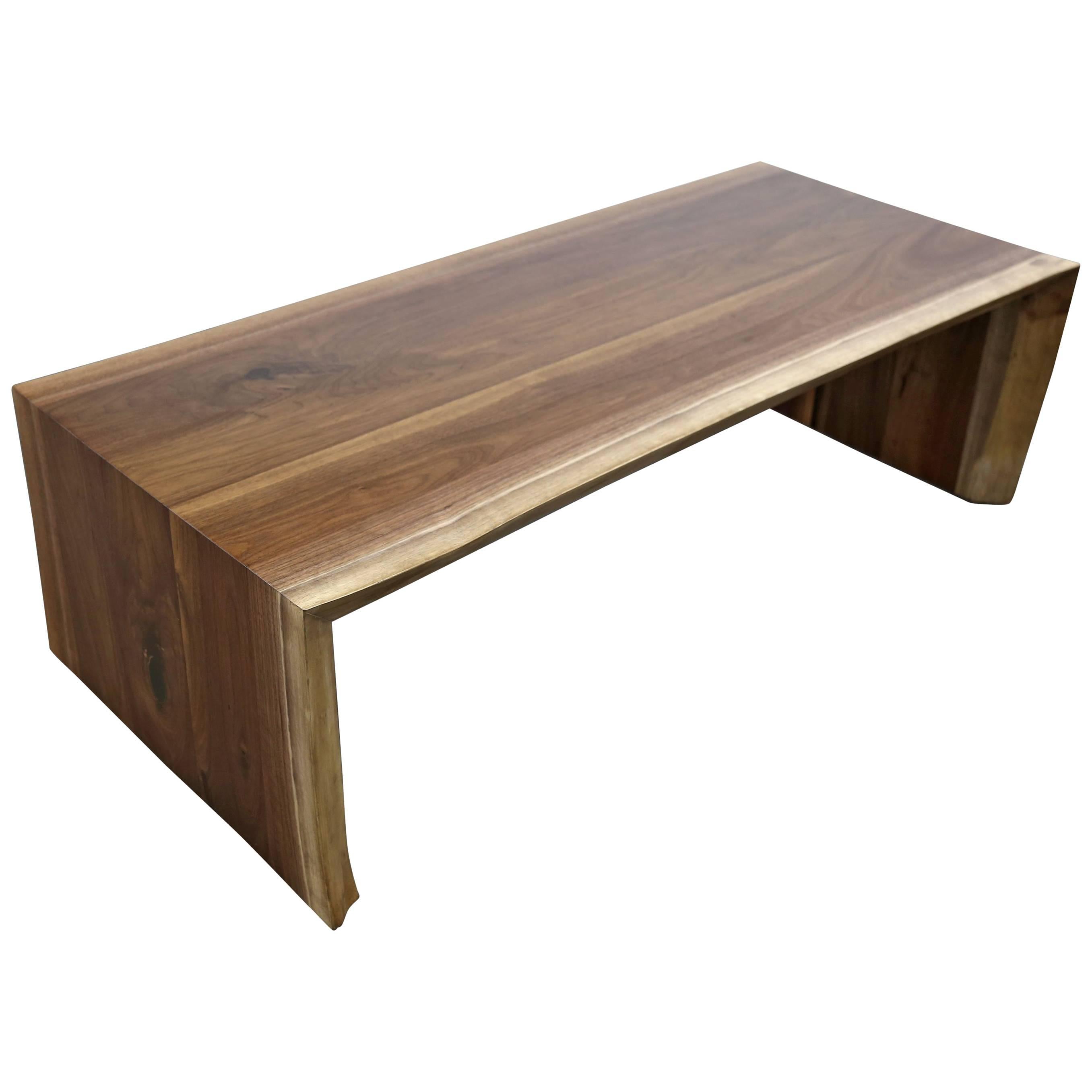 Sentient Folded Black Walnut Slab Live Edge Coffee Table For Sale