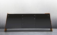 Sentient Luxor Credenza featuring Live Edge with Leather Pulls