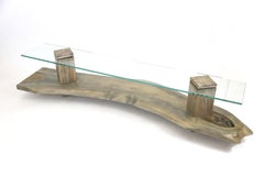 Sentient Maple and Glass Foothills Console in Driftwood Finish