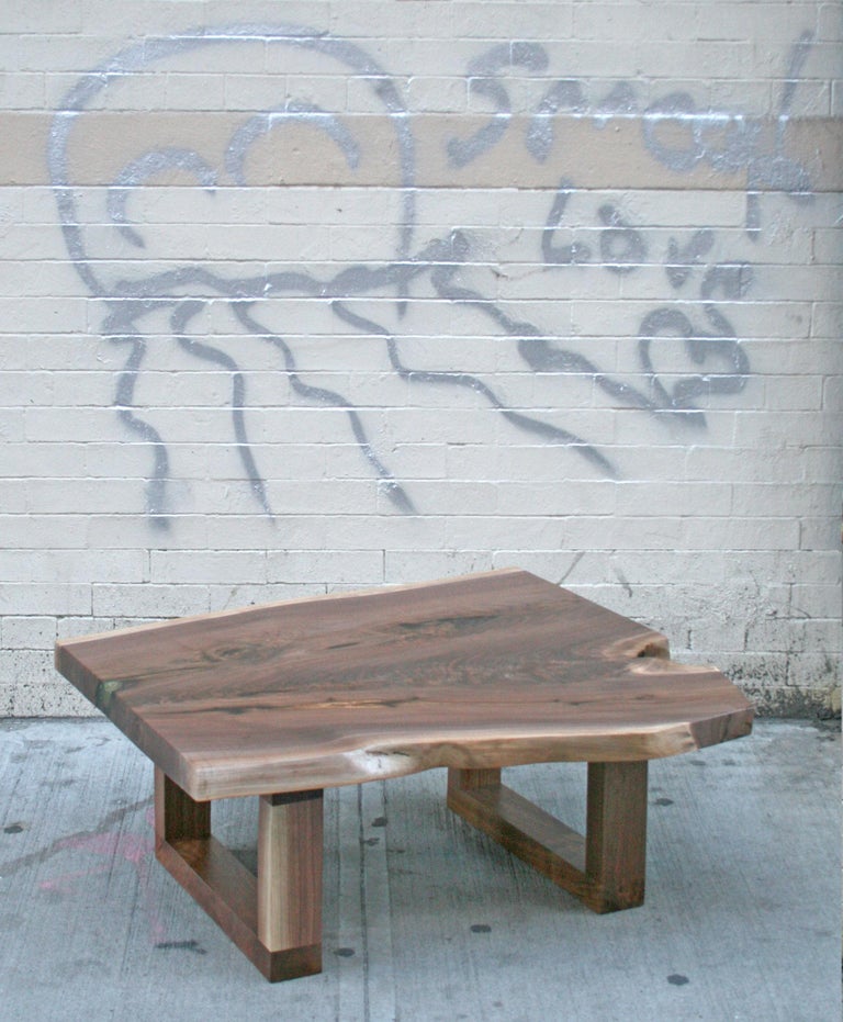 Sentient Signature Black Walnut Live Edge Slab Coffee Table For Sale at