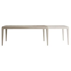 Sentiero Solid Wood Table, Walnut in Hand-Made Natural Grey Finish, Contemporary