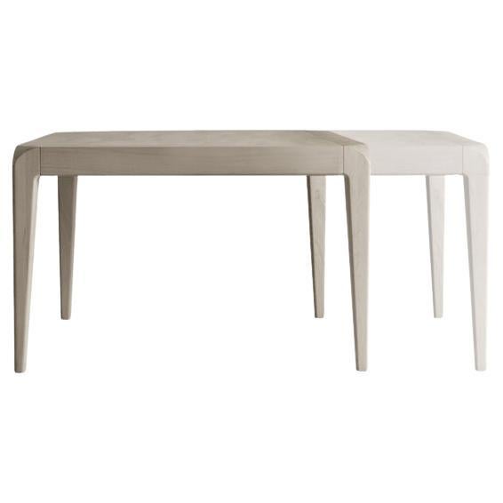Sentiero Solid Wood Table, Walnut in Hand-Made Natural Grey Finish, Contemporary For Sale