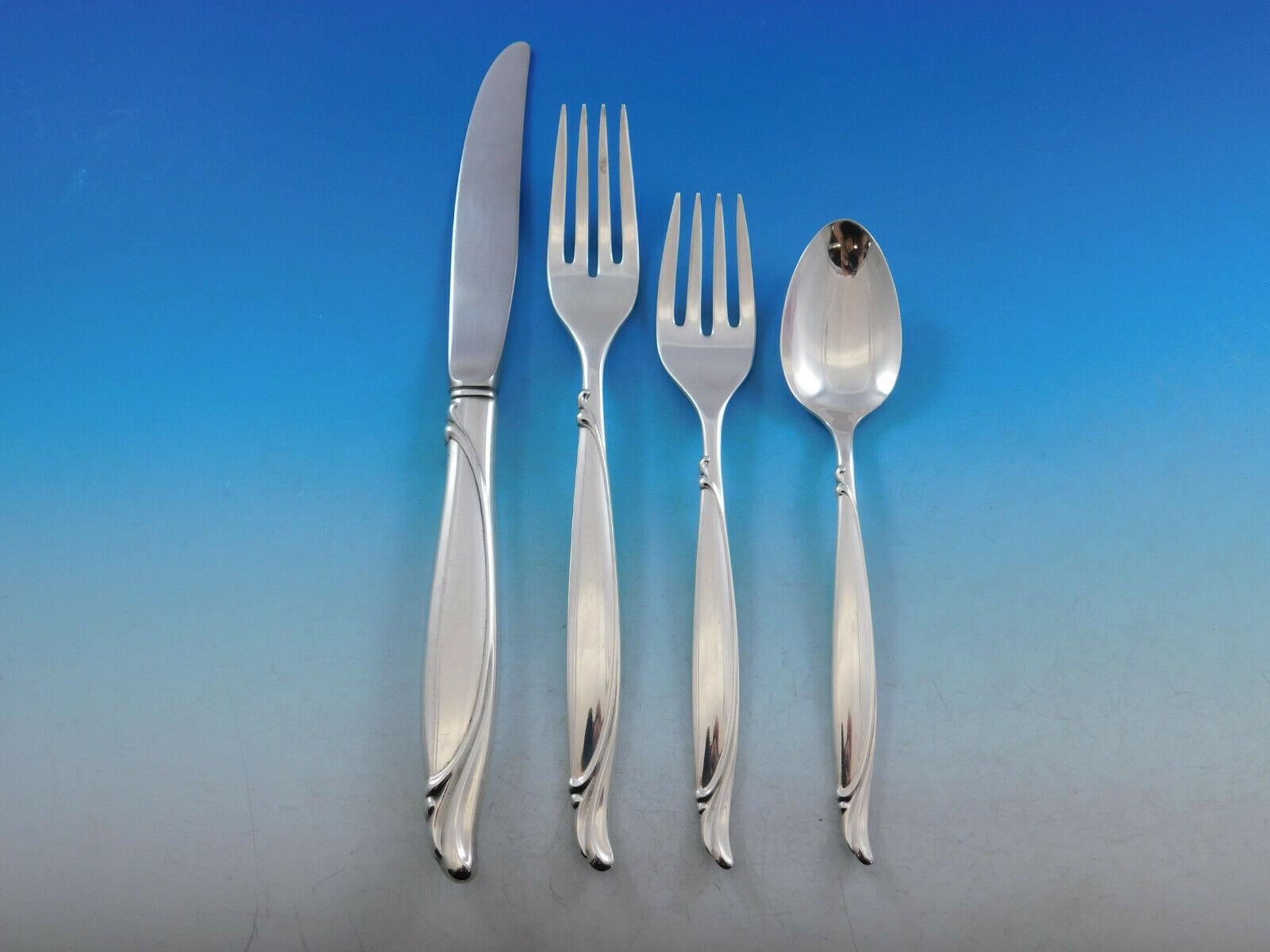 Sentimental by Oneida Sterling Silver Flatware Set for 8 Service 45 Pcs Modern In Excellent Condition For Sale In Big Bend, WI