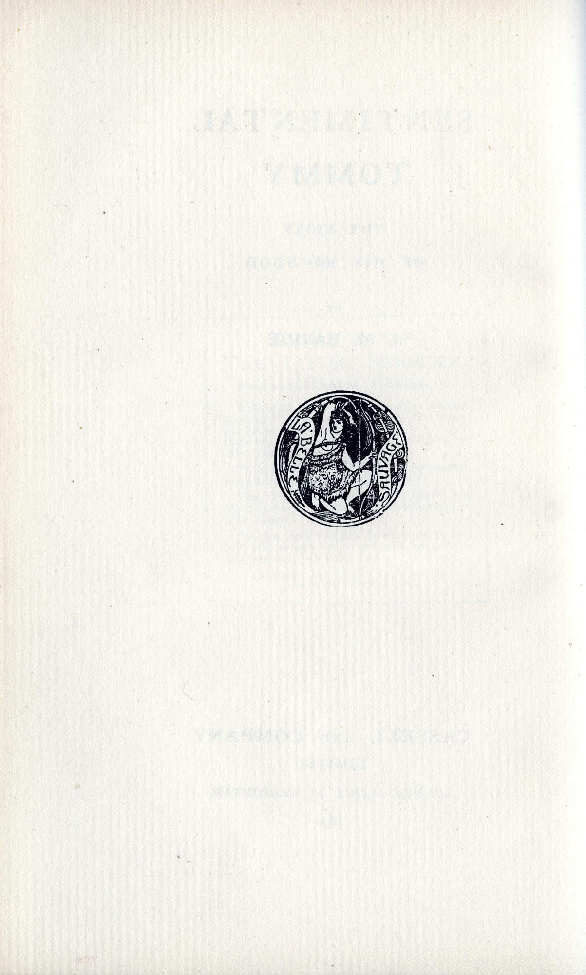 English Sentimental Tommy, The Story of His Boyhood – J. M. Barrie, creator of PETER PAN For Sale