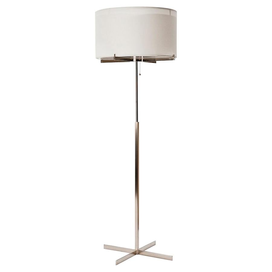 Sentinel Floor Lamp with White Linen Shade by Powell & Bonnell For Sale