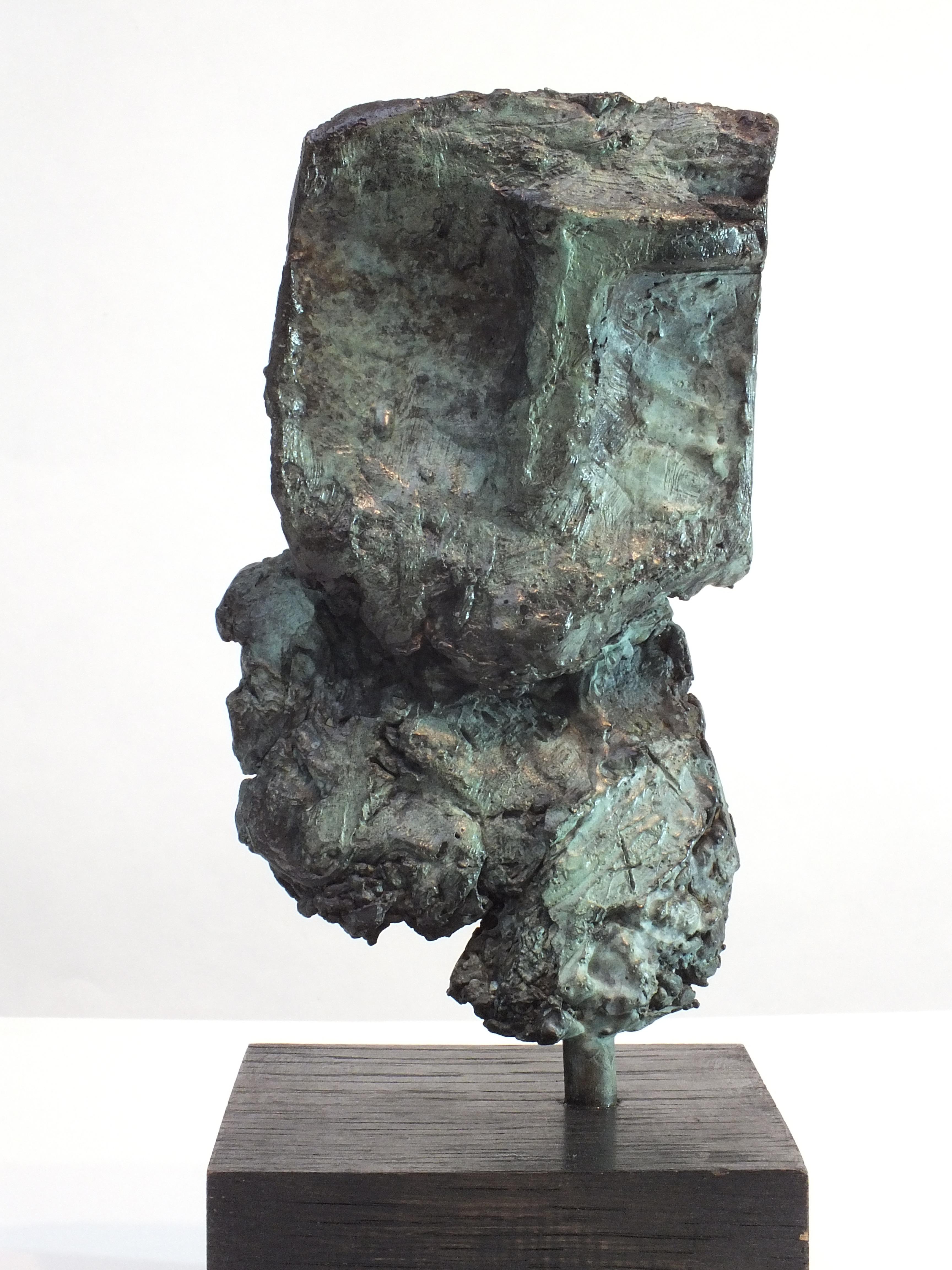 Rugged and solid having absorbed the elements from time immemorial the Sentinel watches and waits. This is an elemental casting from the Black Mountain studio of sculptor Tim Rawlins. This piece has a deep background story but he remains silent,