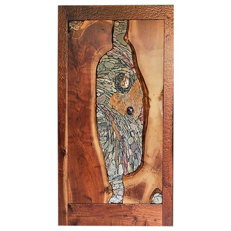 'Sentinel' Solid Wood Sliding Barn Style Door with Rock, Fossil & Crystal Detail For Sale