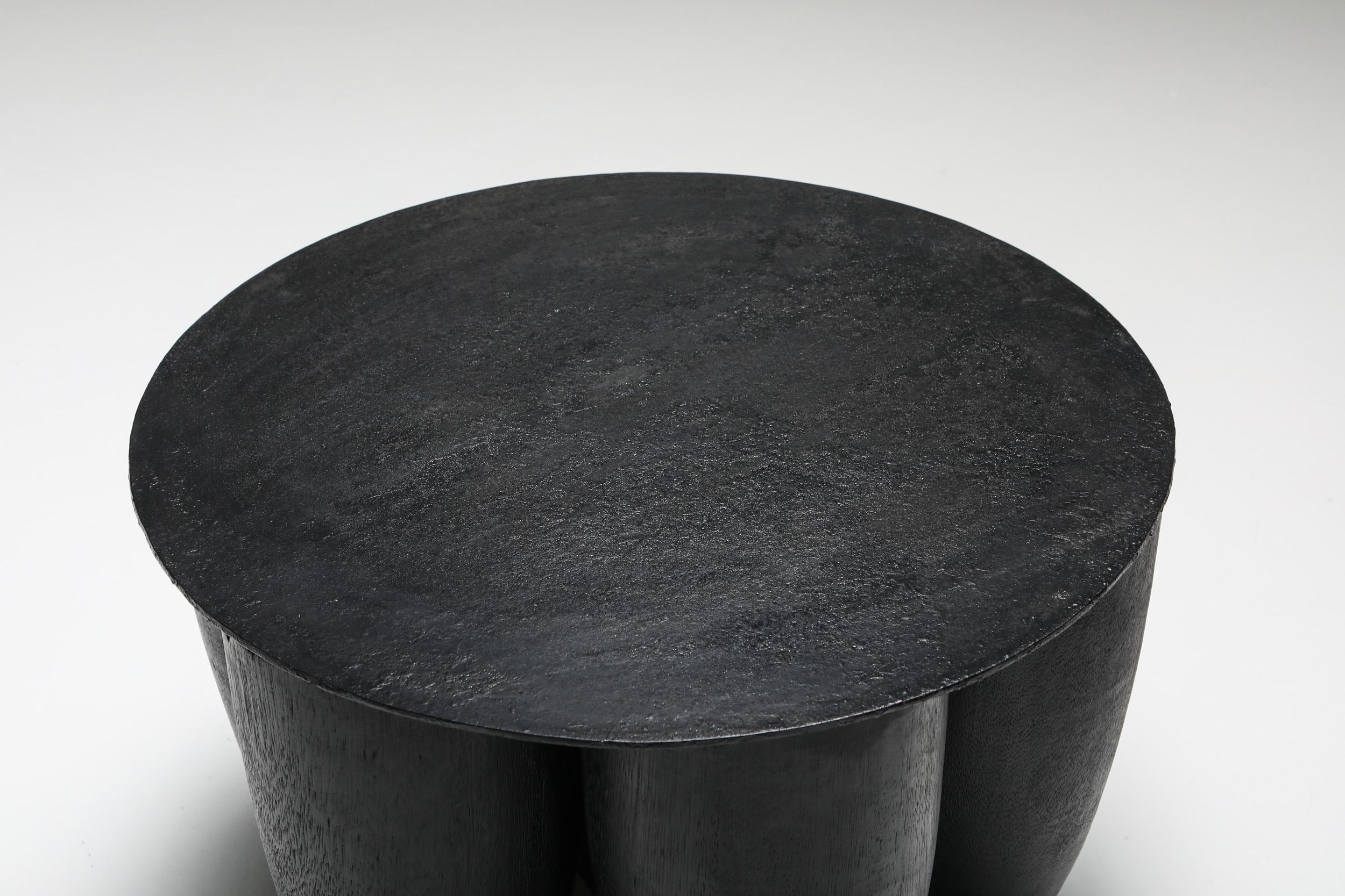 Burnished Senufo Coffee Table in Burnt and Waxed Iroko Wood by Arno Declercq