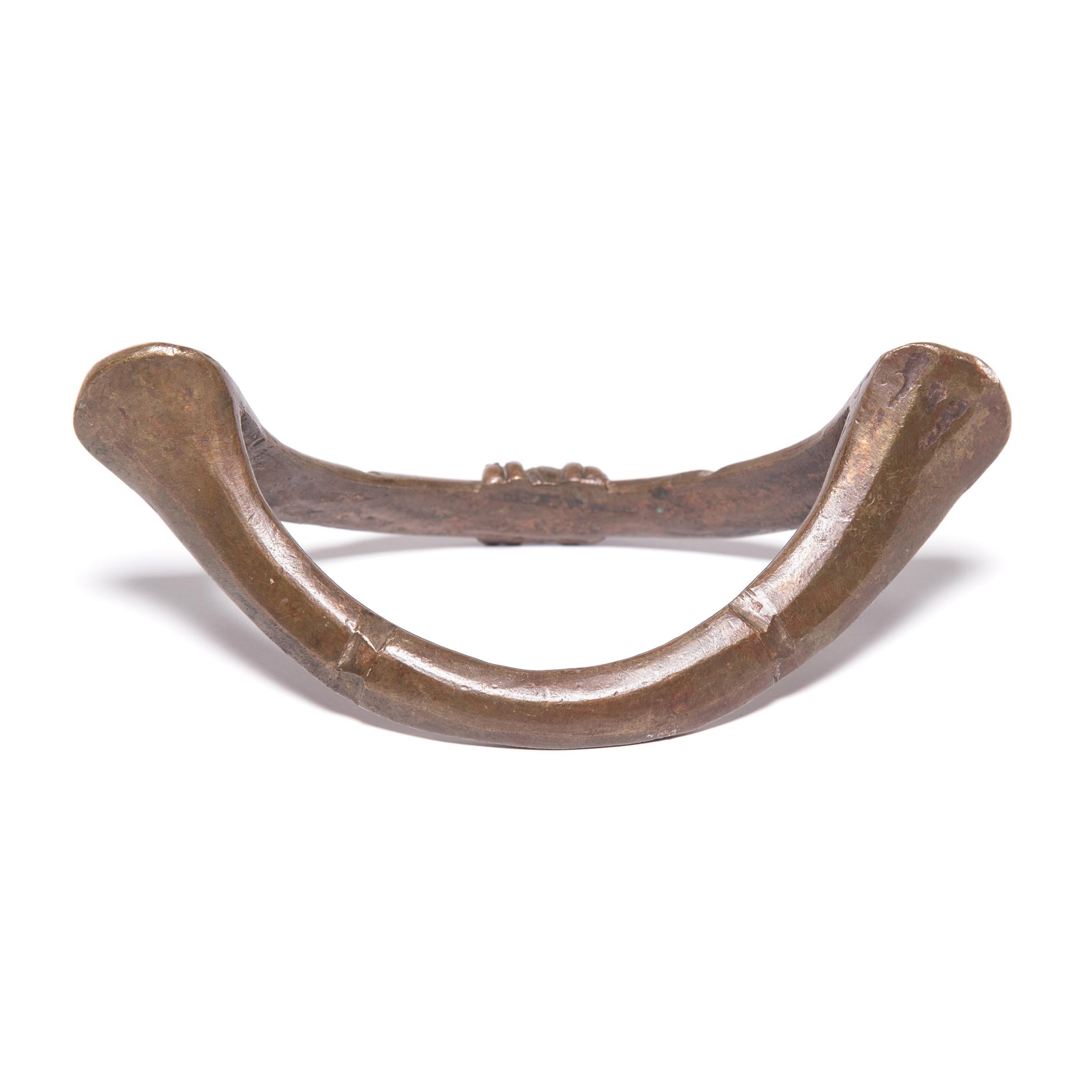 Senufo Copper Reeds Currency Bracelet, c. 1850 In Good Condition For Sale In Chicago, IL