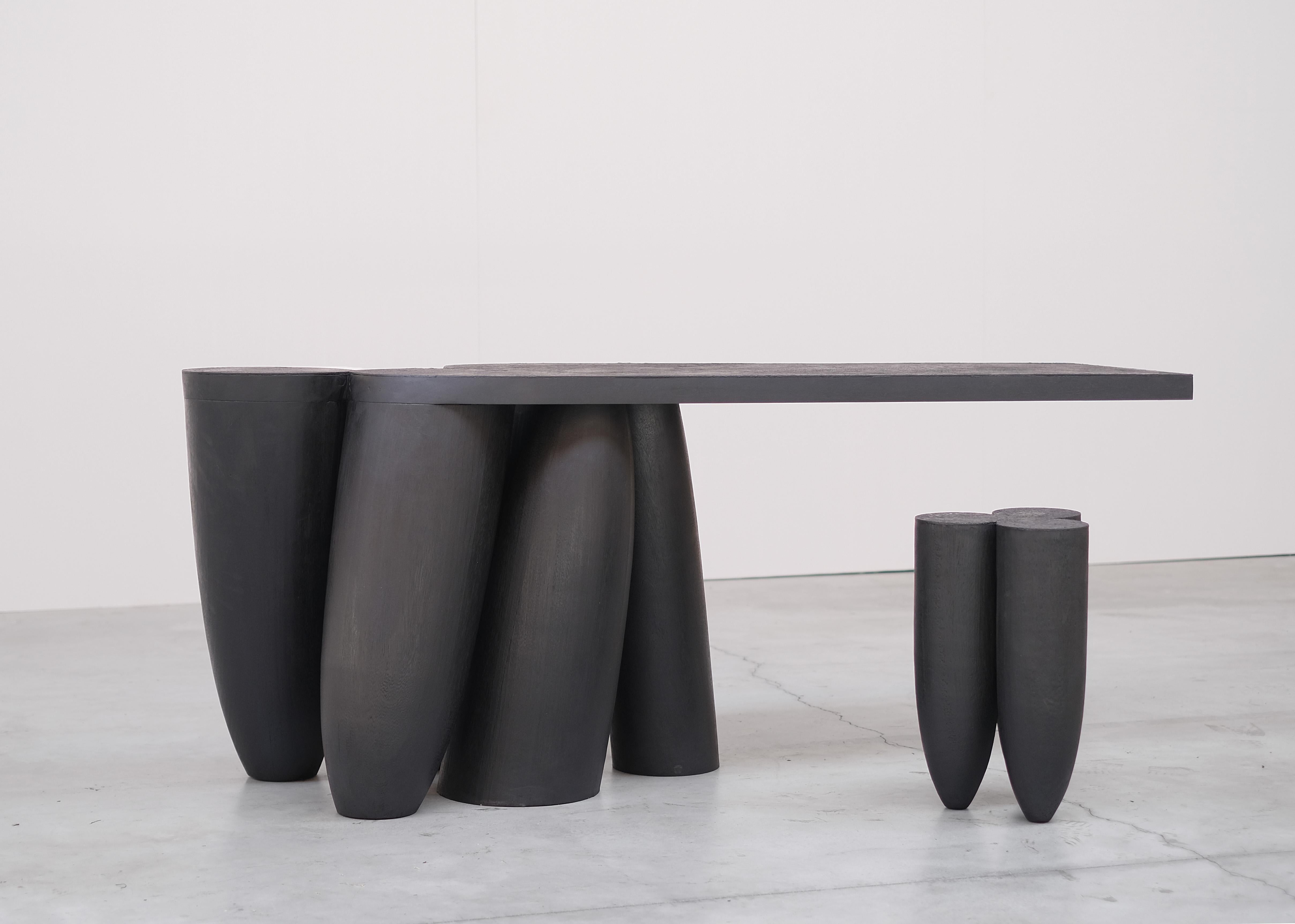 Four legged Senufo coffee table by Arno Declercq
Dimensions: D 51 x W 180 x H 73 cm.
Materials: Wood

Signed by Arno Declercq

Arno Declercq
Belgian designer and art dealer who makes bespoke objects with passion for design, atmosphere,