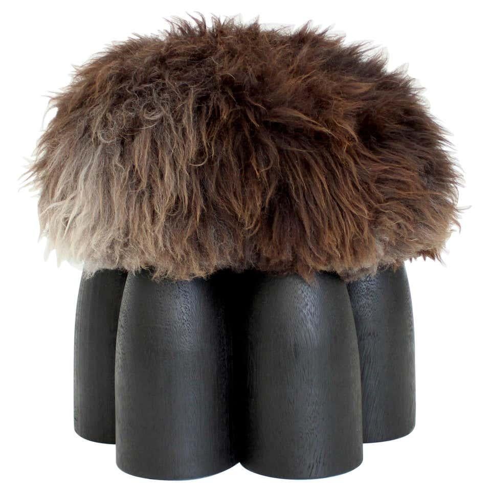 Senufo Ottoman in African Walnut by Arno Declercq en vente 5