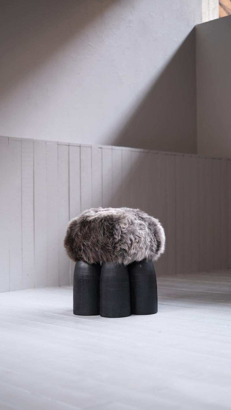 Belge Pouf Senufo, tabouret signé unique, Arno Declercq en vente