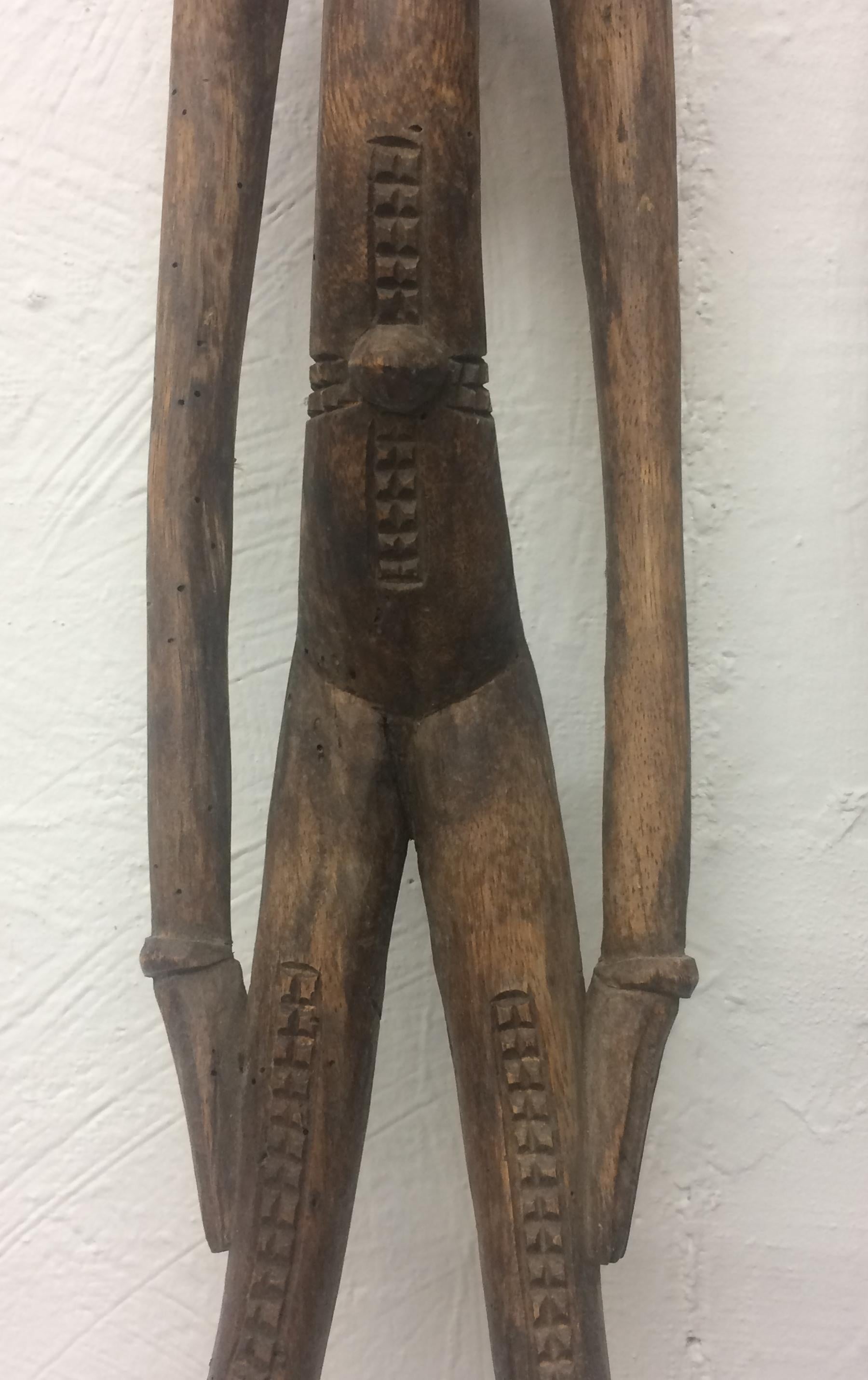 20th Century Senufo Wooden Carved Figures Male and Female For Sale