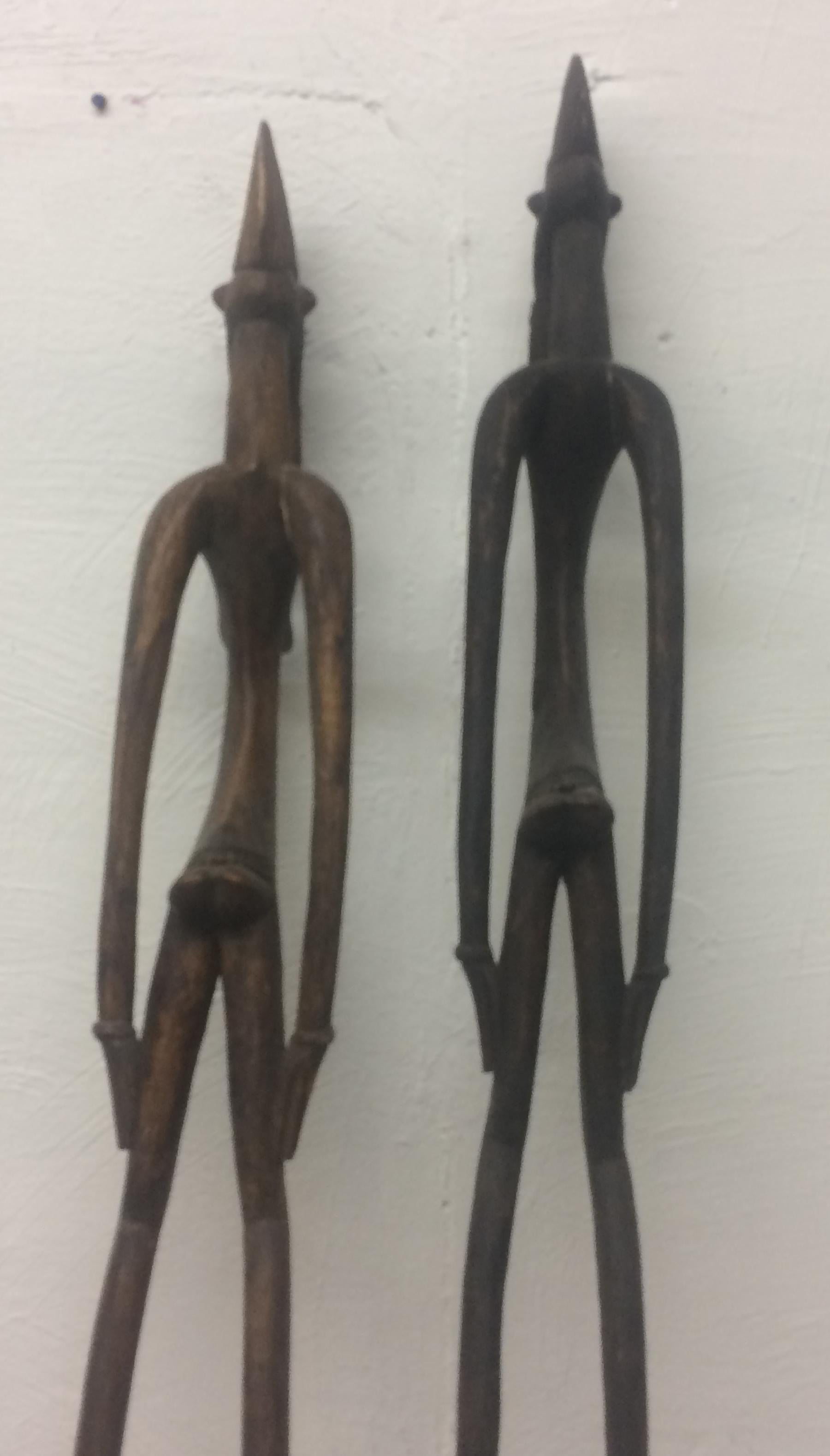 Senufo Wooden Carved Figures Male and Female For Sale 2