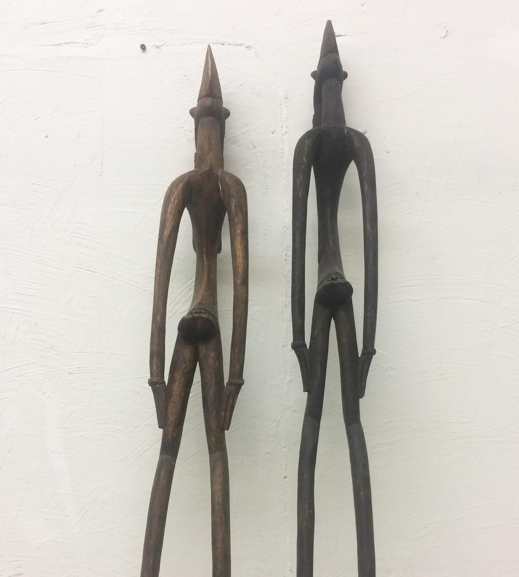 Senufo Wooden Carved Figures Male and Female For Sale 3