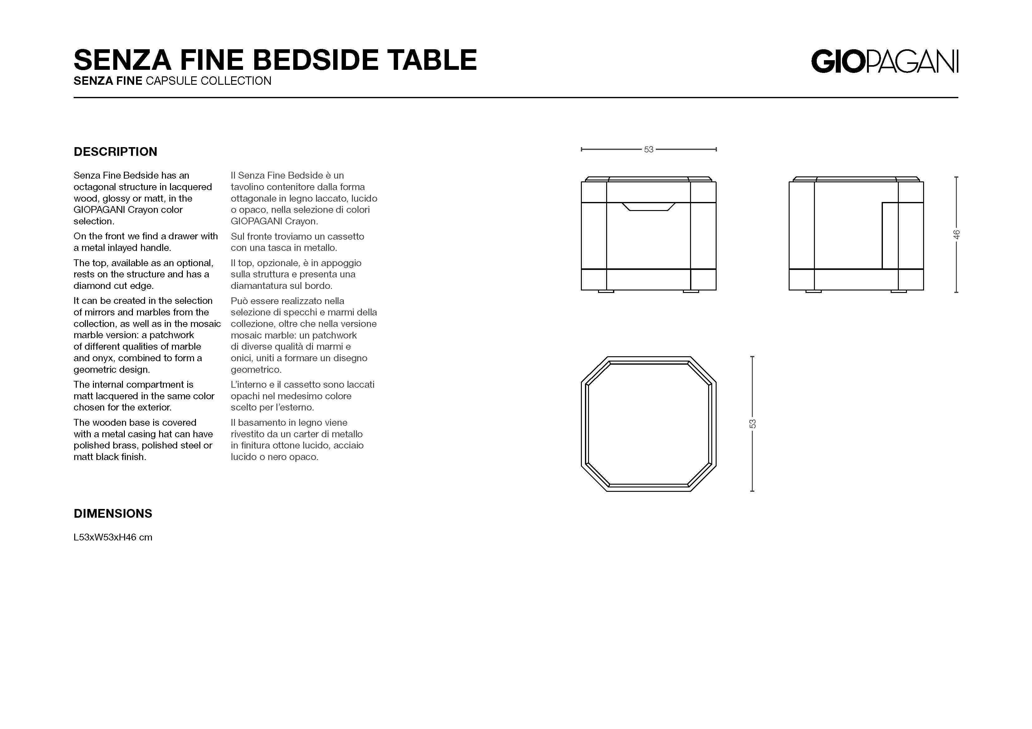 Galvanized Senza Fine Bedside Table Glass Top