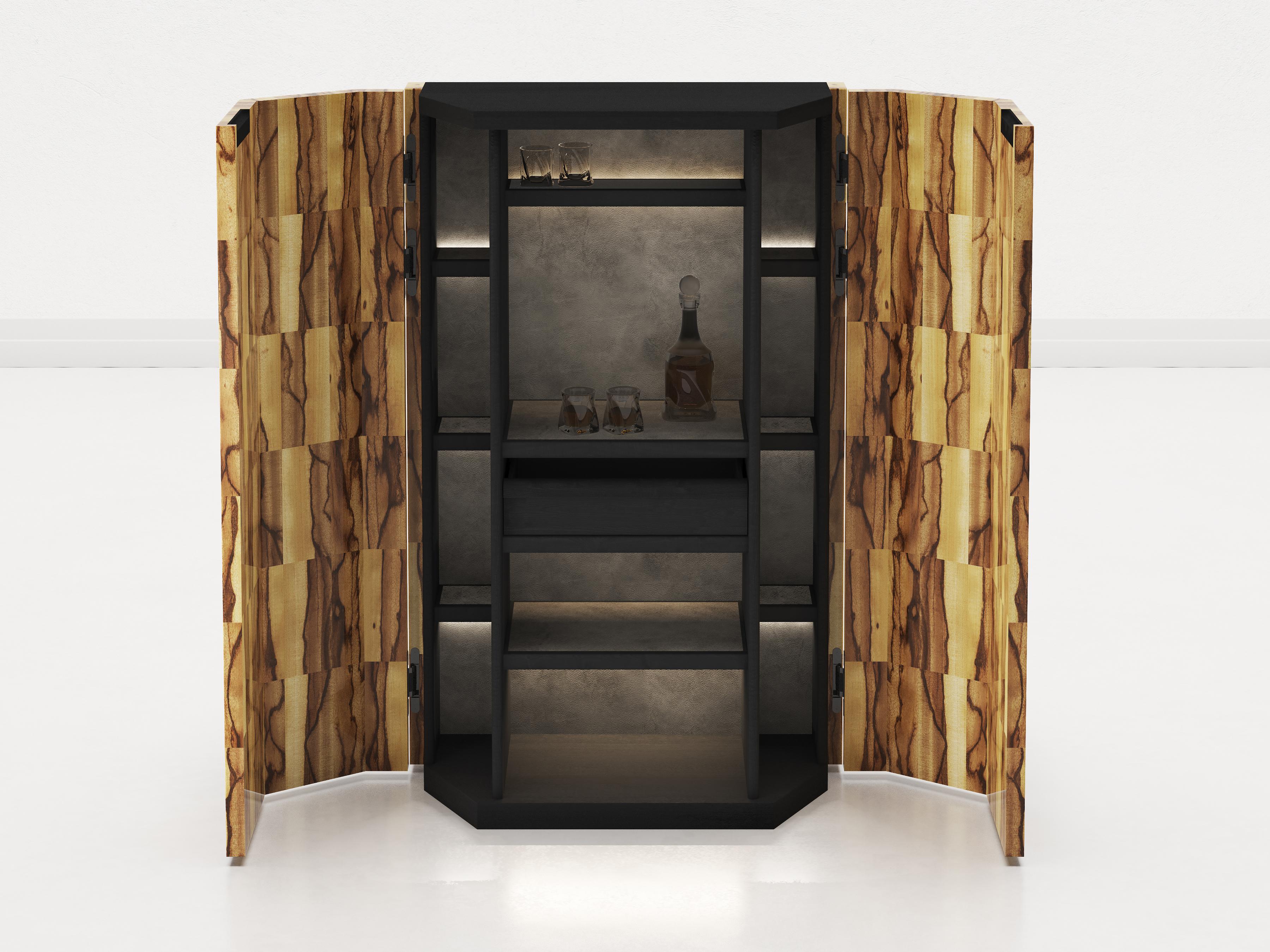 Armario Senza Fine en madera brillante Black Antiaris Moderno de mediados de siglo en venta