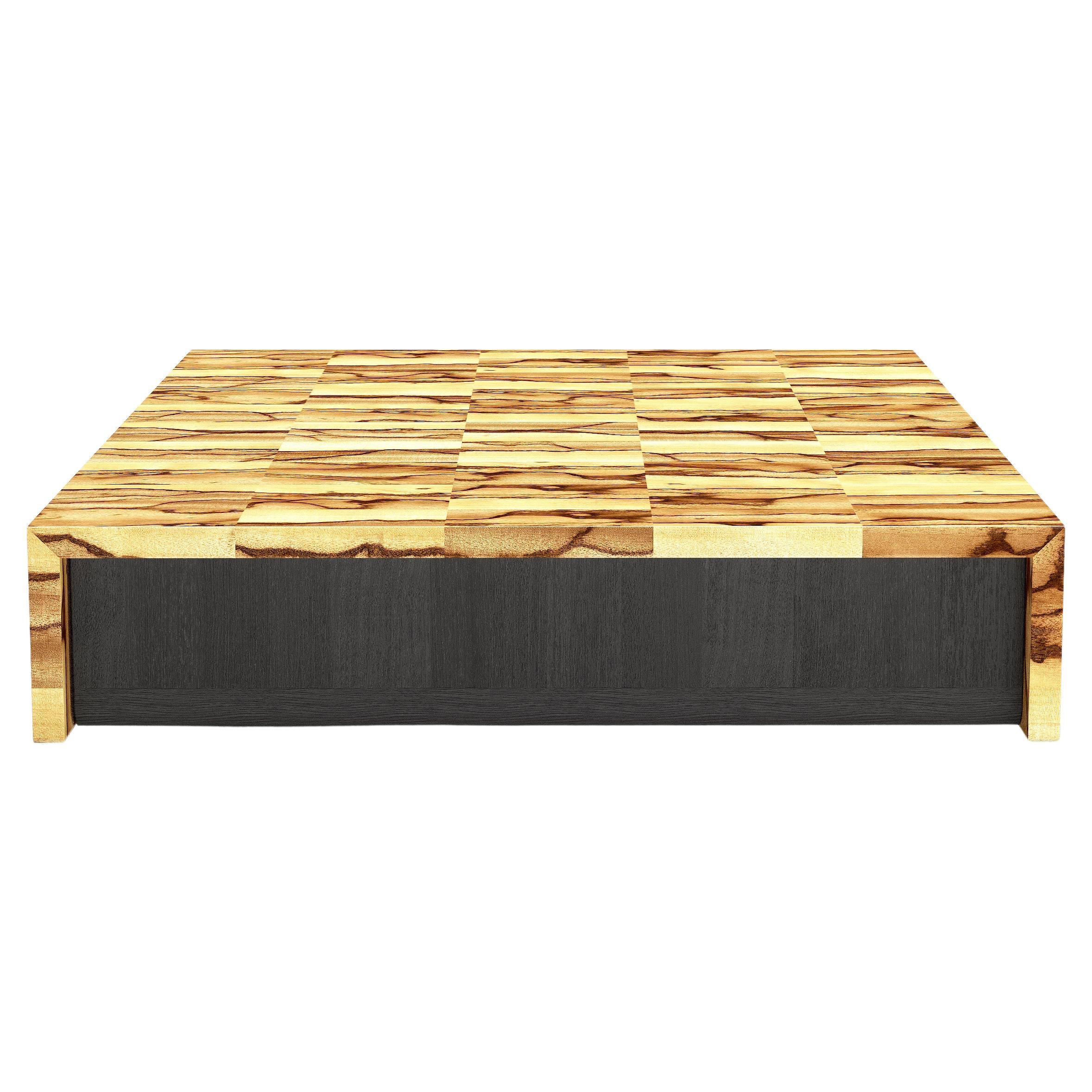 Senza Fine coffee table in Black antieris wood and Black Ash wood
