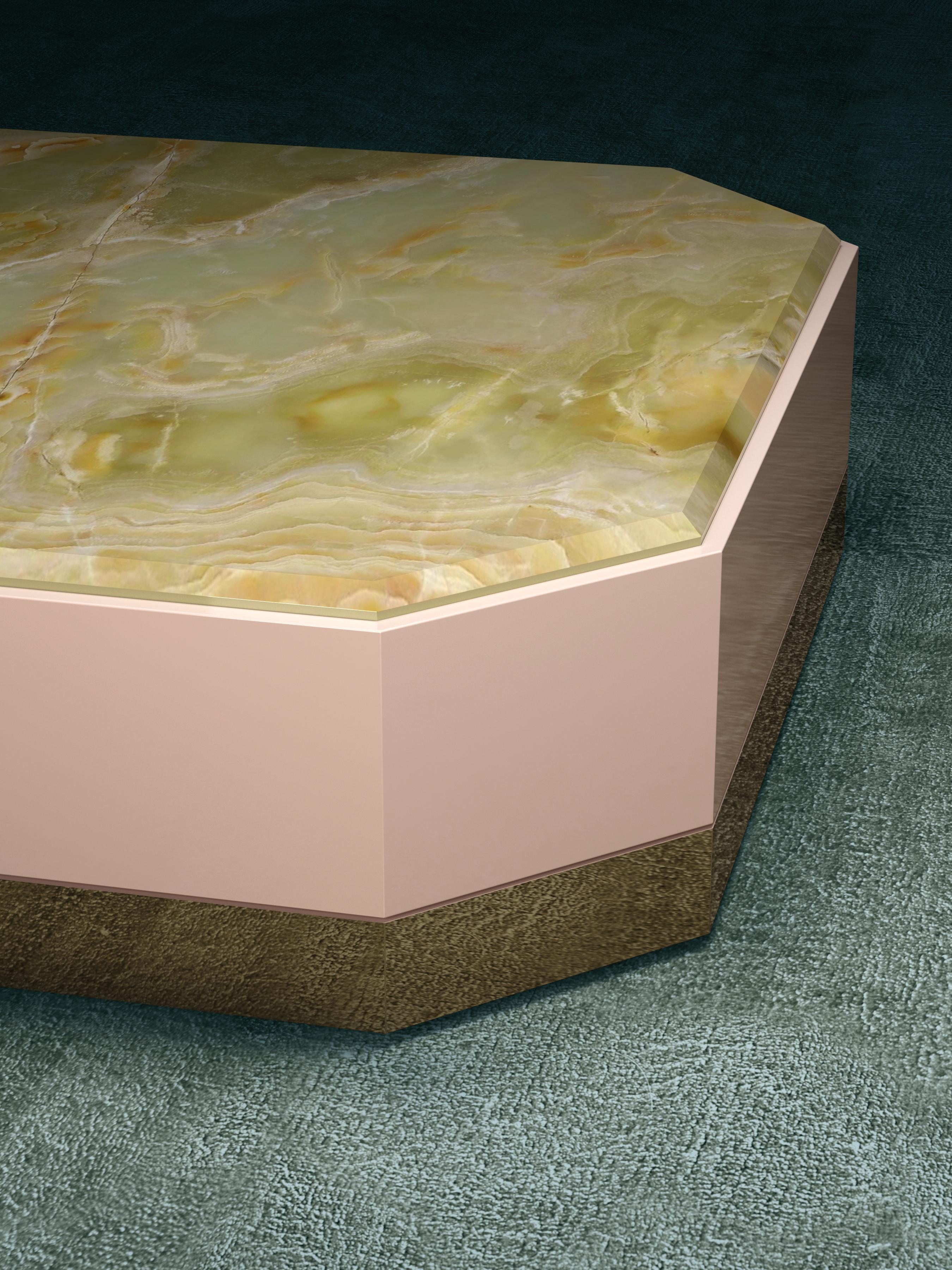 Galvanized Senza Fine Low Coffe Table Marble Top