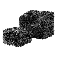 Senzafine Armchair & Pouf in Polyurethane Black by Gaetano Pesce