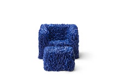 Senzafine Armchair & Pouf  in Polyurethane Blue by Gaetano Pesce