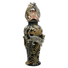 Senzo Duma handmade African Ceramic Tiger Urn