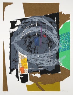 Occhio di Vishnu, serigrafia espressionista astratta di Seong Moy