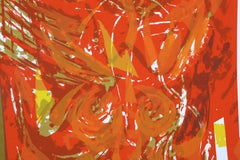 Arazzo rosso, serigrafia espressionista astratta di Seong Moy