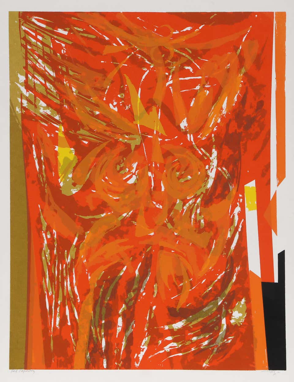 Red Tapestry, Abstract Expressionist Screenprint by Seong Moy
