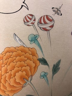 Inter-Relation Selfie 204, obra de representación sobre papel, pistola con flores