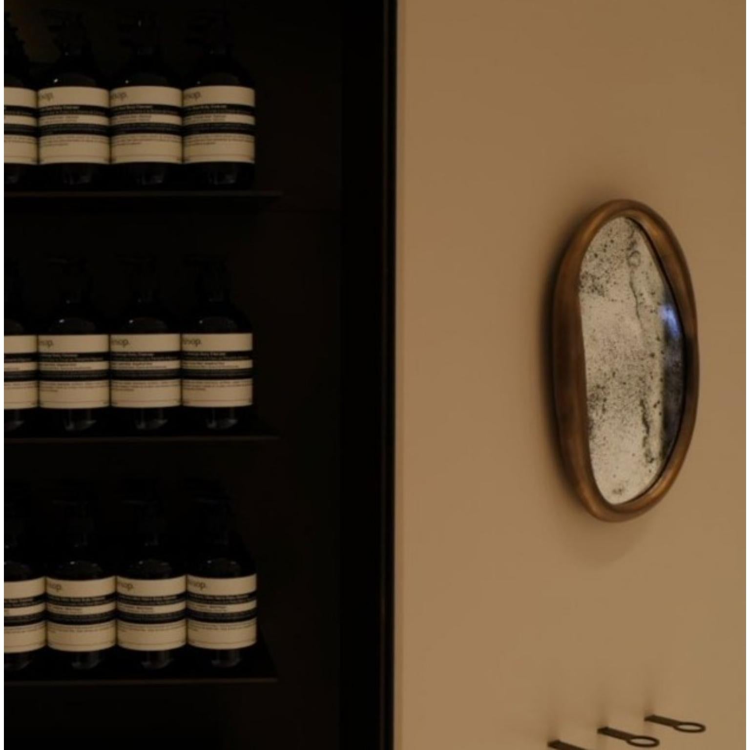 Seoul Wall Mirror with Cast Bronze Frame And Stained Mirror by Vogel Studio (Deutsch) im Angebot