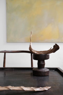 Delicate Small Wood Sculpture, Curved Leaf Shape, 2024 - 'Feuille courbée'