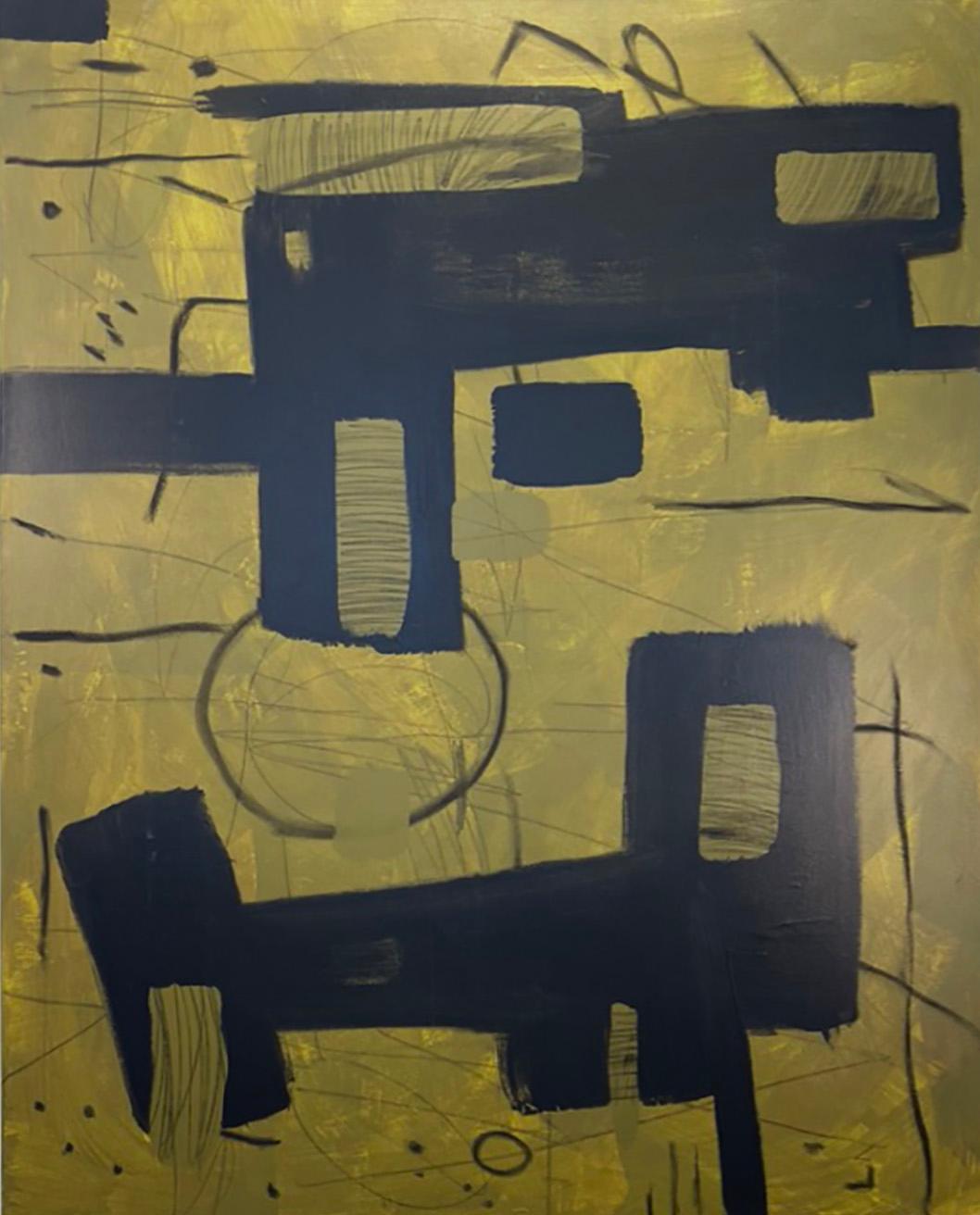 Separated By A Line by Murray Duncan, mix media on board, abstract, geometric In New Condition For Sale In Toronto, CA