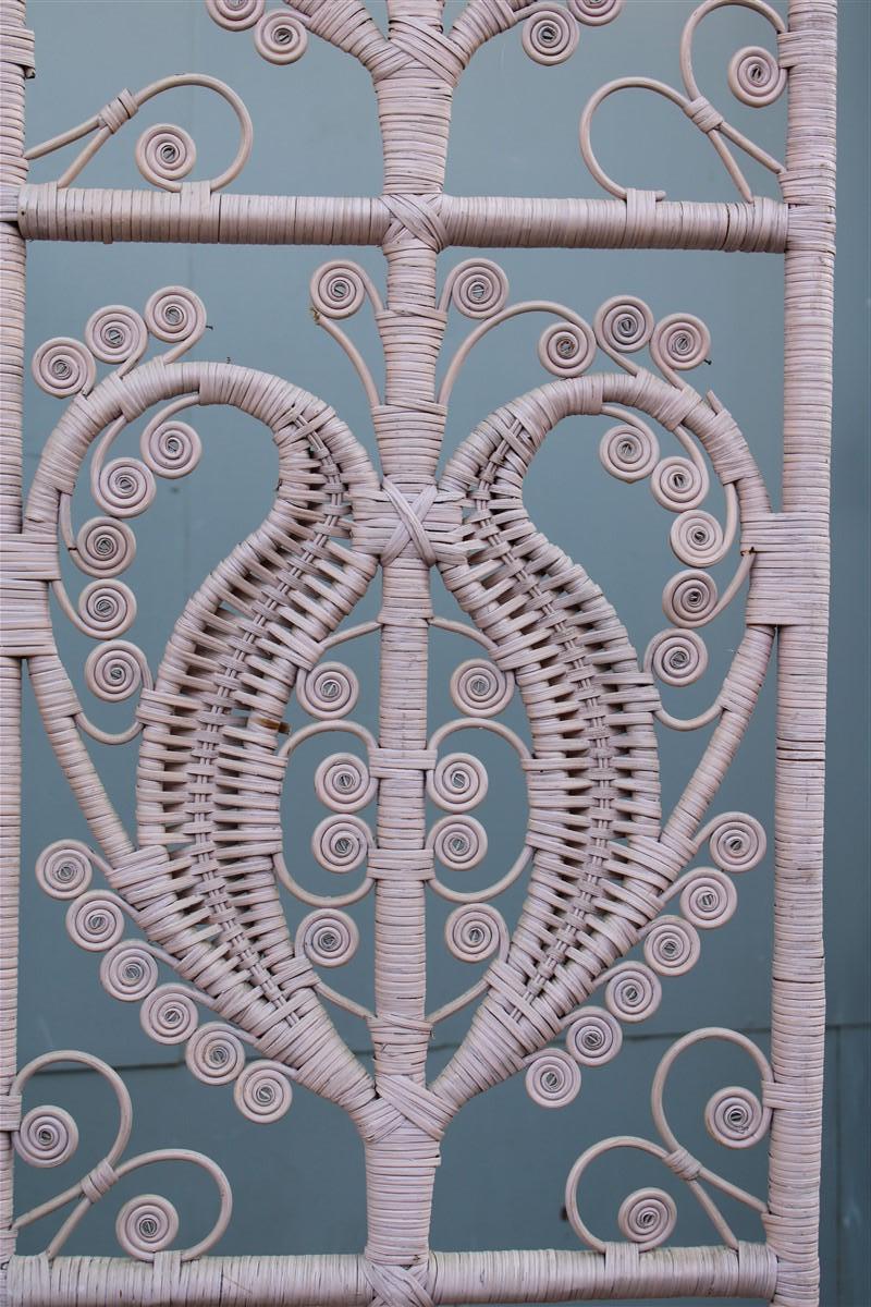 Separè Paravento in bambù intrecciato a mano Italiano 1960 Rosa in vendita 4